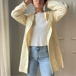 Denim & Co Light Yellow Linen Blend Trench Coat